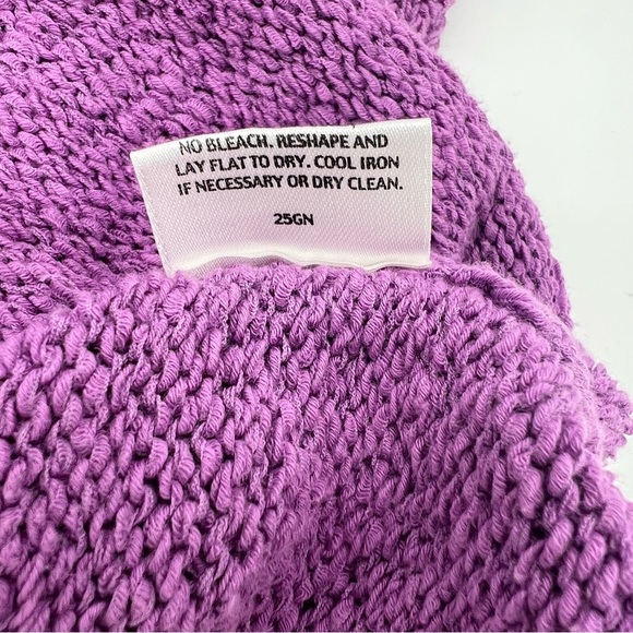 Eileen Fisher Purple Textured V-Neck Cotton Blend Sweater – Size L – Soft Knit - Picture 8 of 12